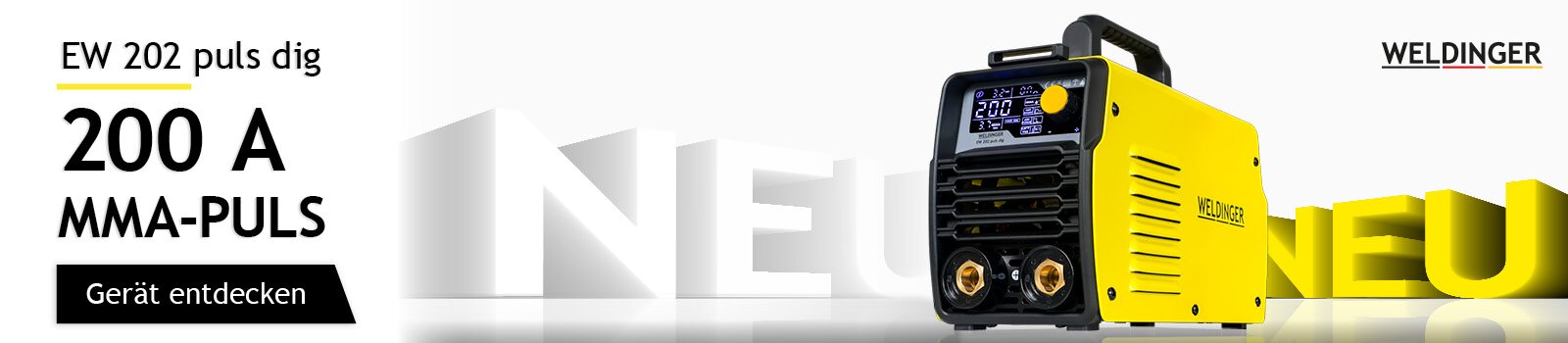 Neu bei hausundwerkstadt24.de: Weldinger Schweißinverter EW 202 puls dig; 200 Ampere mit MMA-puls 