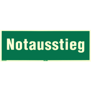 Rettungswegschild "Notausstieg" KNS langnachleuchtend, selbstklebend 297 x 105 mm