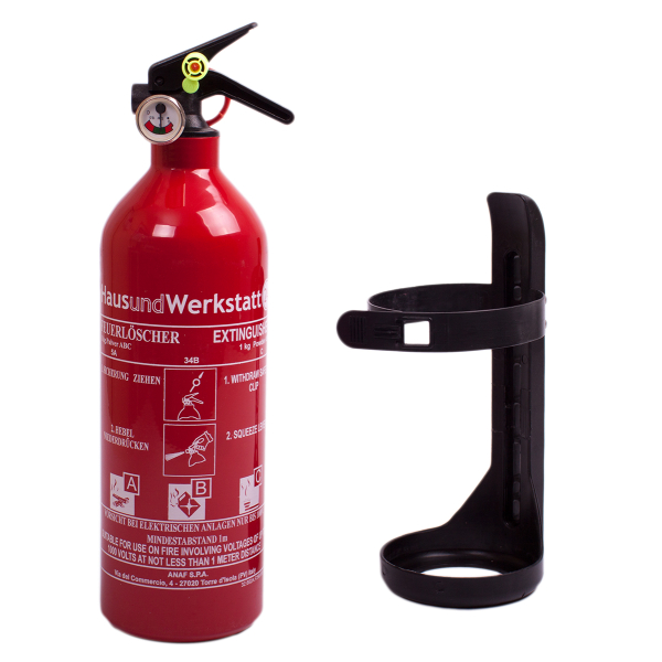 2 x Autofeuerlöscher 1kg mit Halterung + Manometer / Kfz Feuerlöscher