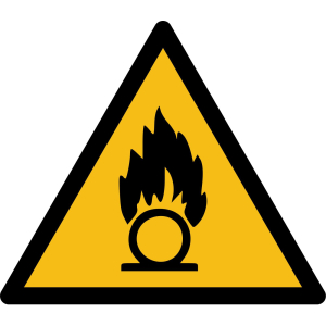 Warnzeichen W028: Brandfördernde Stoffe - Aufkleber 10 cm