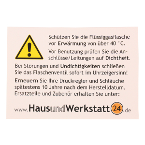 Sicherheitsaufkleber mit Flüssiggas-Warnhinweisen von HausundWerkstatt24