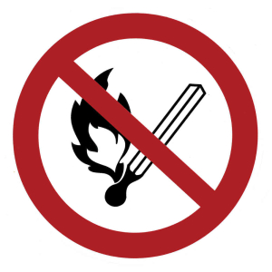 Hinweisschild KNS Feuer, offenes Licht und Rauchen verboten 200 mm Kunststoff nachleuchtend