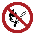 Hinweisschild KNS Feuer, offenes Licht und Rauchen...