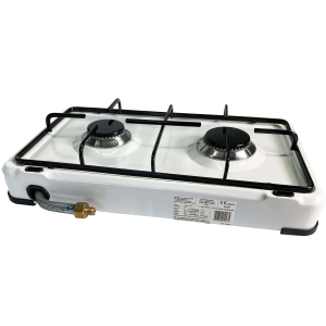 Duo Campingkocher wei zweiflammig mit Deckel 30mbar Gaskocher GARDINGER