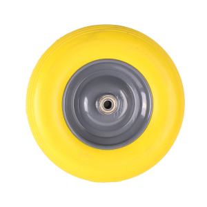 Schubkarrenrad pannensicher 400-8, gelb Stahlfelge 75mm für  20mm  Achse 75mm  Tragfähigkeit 160kg