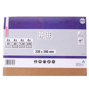 Schleifpapier-Set Standard 230 x 280 mm, 16 Blatt, P 40, 80, 120, 240 Abverkauf