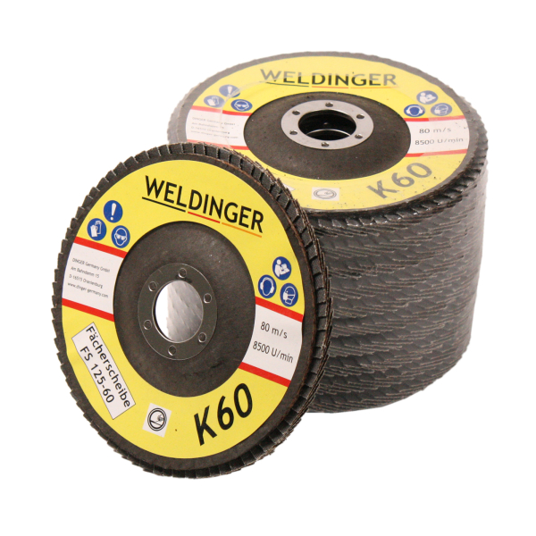 10x Fächerscheibe 125 x 22,23mm K80 Schleifmopteller Lamellenscheibe - WELDINGER 10x Fächerscheibe 125 x 22,23mm K80 Schleifmopteller Lamellenscheibe - WELDINGER