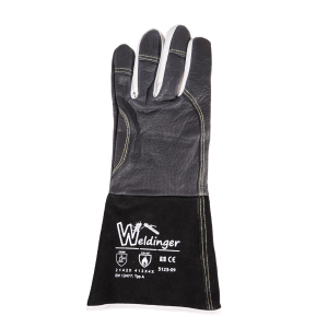 WIGpro Gr.L/10 Schweierhandschuhe Rindnarbenleder schwarz mit Rindspaltleder-Stulpe