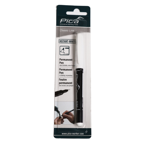 Pica Permanent-Pen INSTANT WHITE Rundspitze 1-2 mm Marker Permanentmarker 