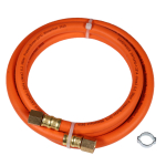 Schutzgasschlauch 1,5 Meter orange beidseitig mit 1/4" Rechtsgewinde Überwurfmuttern verpresst Argon Corgon WIG MIG MAG auch Propan geeignet