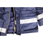 Schweißer-Winterjacke Gr. S-XXL Parka Navy Reflexstreifen  Kapuze schwer entflammbar Schweißschutzkleidung