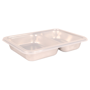 GARDINGER Edelstahl Asiette Menüteller Lunchbox Essen to go Caterer 2 Abteile mit PP Deckel