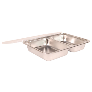 GARDINGER Edelstahl Asiette Menteller Lunchbox Essen to go Caterer 2 Abteile mit PP Deckel