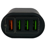 Qualitäts USB 4-fach Schnell-Ladegerät 100-240V  0,5A    5V/ 3A  9V / 2A 12V / 1,5A