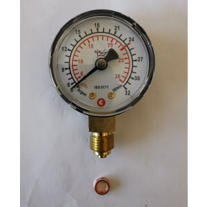 Arbeitsdruckmanometer Argon / CO²  0 - 30 l/min 1/4" rechts 50 mm für WELDINGER 