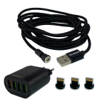 SET 4er Ladegerät3.0 + 2m magnetisches USB-...