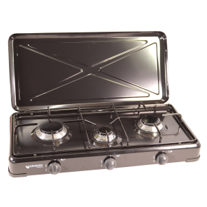 B-Ware Trio Campingkocher schwarz dreiflammig mit Deckel 30mbar