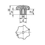 Sterngriffmutter M4 -M12 Innengewinde Duroplast