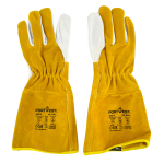 WIG-Schweißhandschuhe Portwest Ultra Gr. 11 Stulpen Glattleder weiß Spaltleder braun EN 388 EN 407 WIG Handschuhe mit Stulpen 11_L
