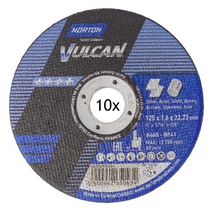 10 Stück Trennscheibe 125x1,0x22,23 mm für Stahl Edelstahl Norton Vulcan