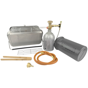 Set BBQ 42 BBQ for two kleinster Koffergasgrill + Profill Set Propanflasche 0,5kg von GARDINGER