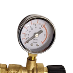 Druckregler M10x1 re mit Absperrventil Kombi Schutzgas für Einwegflaschen 1/4" Abgang mit 1 Manometer  Liter/min