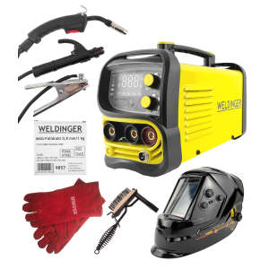 Komplettset WELDINGER ME 130 mini FLUX ECO Fülldrahtschweißgerät mit Fülldraht , HELM komplett