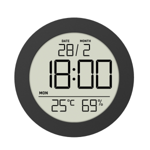 formschöne Thermometer Hygrometer mit Uhr gut ablesbar ohne Batterie