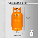 Gasflasche 5 kg leer für Propan Butan mit Kragen...