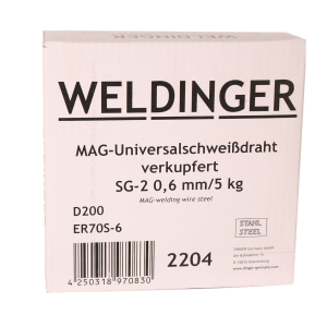 SG2 MAG-0,6 mm 5,0 kg 200er Rolle Universalschweidraht verkupfert WELDINGER