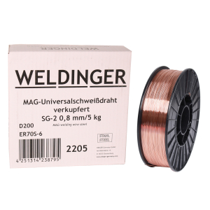 SG2 MAG-0,8 mm 5,0 kg  200er Rolle Universalschweidraht verkupfert WELDINGER