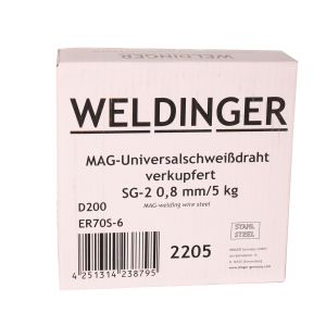 SG2 MAG-0,8 mm 5,0 kg  200er Rolle Universalschweidraht verkupfert WELDINGER