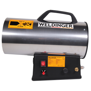 Gasheizkanone 13,3 kW Edelstahl mit Piezozndung Set mit Schlauch + Regler WELDINGER