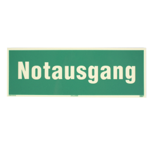 Rettungswegschild "Notausgang" KNS langnachleuchtend, selbstklebend, 297 x 105 mm