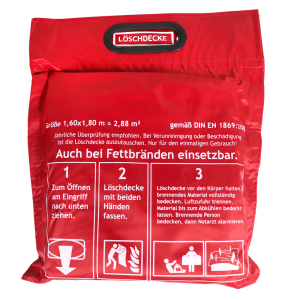 Lschdecke 1,60 x 1,80 m in Tasche zum Aufhngen mit Grifftaschen zur sicheren Handhabung