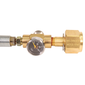 Gasumfllschlauch 1 m fr Argon / CO2 Gewinde 2 x W21,8 x 1/14 rechts mit Manometer