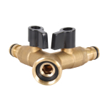 Wasser 3/4" Y-Verteilerstück m. 2 Kugelhähnen Messing Schnellverschluss