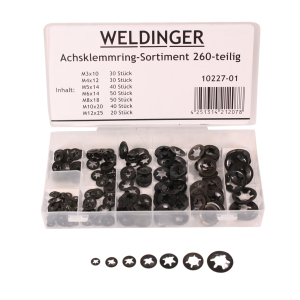 WELDINGER Sortimentskoffer Achsklemmringe Wellenklemmringe 260-teilig made in Germany