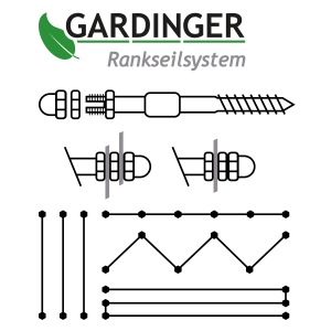 GARDINGER Rankseilsystem Rankhilfe verzinkt mit 6 Schrauben + 10 m Stahldraht verzinkt.