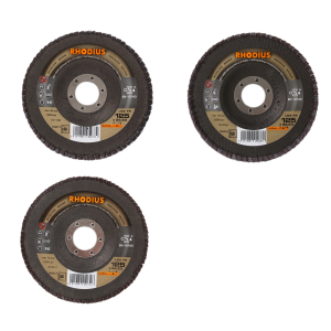 LSZ F2 Fächerscheibe 125 x 22,23 von Rhodius Schleifmopteller Lamellenscheibe F schräg