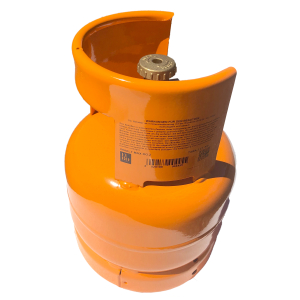 Leere orange befllbare Gasflasche 2 kg Propan Butan Flasche mit Kragen