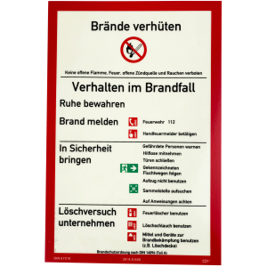 Hinweisschild Brandschutzordnung DIN 14096-1 (Teil A) 200 x 300 mm