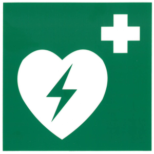 Rettungszeichen Defibrillator ISO7010 KNS 15 x 15 cm - Hinweisschild nachleuchtend Kunststoff