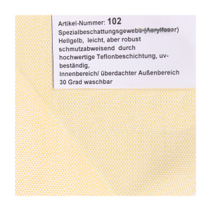 102 Sonnensegel Stoff Gardine Dekoration Acryl hellgelb