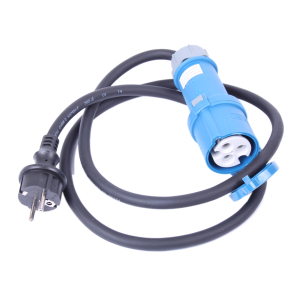 Adapterkabel Schutzkontakt-Stecker auf CEE-Kuppl. 230 V/16 A (blau